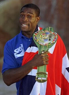 Images Dated 15th March 1996: Frank Bruno flies the flag in Las Vegas ready for his world championship defending fight