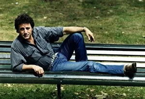 Images Dated 26th June 1990: Frank Stallone Actor - lying on a bench A©Mirrorpix