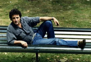 Images Dated 26th June 1990: Frank Stallone Actor - lying on a bench A©Mirrorpix