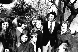 Frankie Vaughan signs autographs for fans during a visit to Ryton Park Country Club to Frankie Vaughan signs autographs for fans during a visit to Ryton Park Country Club to