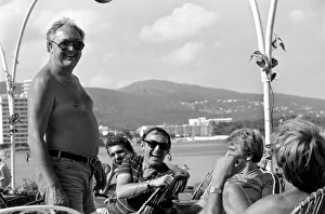 Freddie Laker on his motor cruiser of Majorca. 81-03733-003 Freddie Laker on his motor cruiser of Majorca. 81-03733-003