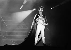 Images Dated 9th July 1986: Freddie Mercury, lead singer of the rock group Queen in concert at St James Park in