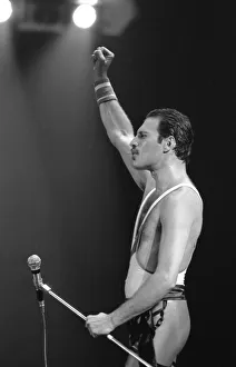 Freddie Mercury, lead singer of rock group Queen, delighted a packed audience Freddie Mercury, lead singer of rock group Queen, delighted a packed audience