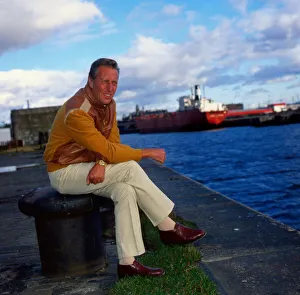 Frederick Forsyth sitting at docks September 1984 Frederick Forsyth sitting at docks September 1984