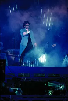 Images Dated 10th October 1988: French composer and performer Jean Michel Jarre seen here on stage playing a laser harp