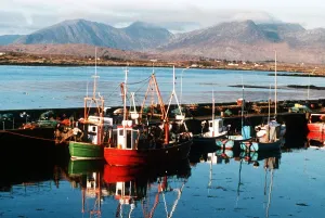 Galway, Eire, Ireland. Fishing boats in a bay Galway, Eire, Ireland. Fishing boats in a bay