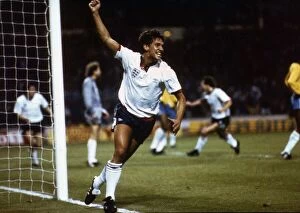 Images Dated 28th March 1990: Gary Lineker celebrates after scoring the only for England against Brazil at Wembley