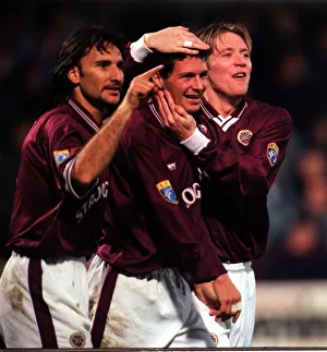 Images Dated 15th November 1997: Gary Mackay celebrates November 1997 with team-mates