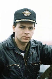 Images Dated 1st February 1982: Gary Numan with his aircraft at Blackbushe Airport. February 1982