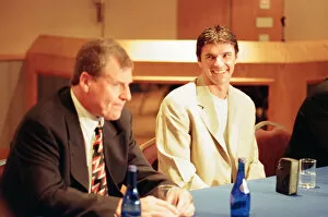 Images Dated 21st June 1996: Gary Speed, signs for Everton Football Club, pictured with manager Joe Royle at Goodison