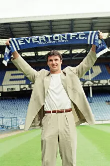 Images Dated 21st June 1996: Gary Speed, signs for Everton Football Club, pictured at Goodison Park, Liverpool