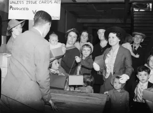 Gas masks are distributed from the Broad Street offices of Birmingham's A.R.P Gas masks are distributed from the Broad Street offices of Birmingham's A.R.P