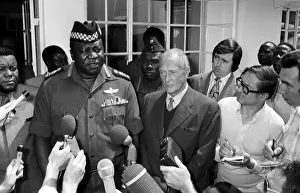 General Amin with at a Press to dicuss the release of Mr Dennis Hills July 1975, Uganda General Amin with at a Press to dicuss the release of Mr Dennis Hills July 1975, Uganda