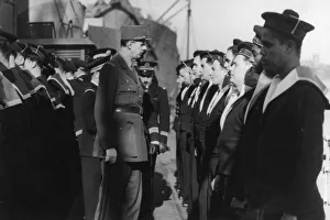General Charles De Gaulle seen here during a visit and inspection to a destroyer of General Charles De Gaulle seen here during a visit and inspection to a destroyer of