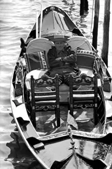 Images Dated 27th April 1975: General scenes in Venice. A gondolier catches a quick forty winks between fares