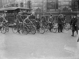 General Strike Scene May 1926 Cyclist at the Bank during the General strike of General Strike Scene May 1926 Cyclist at the Bank during the General strike of
