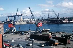 Images Dated 25th June 1976: General view of harbour and shipyards in Kiel Germany