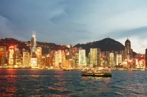 General view of the illuminated skyline at night time in Hong Kong General view of the illuminated skyline at night time in Hong Kong