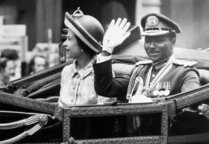 General Yakuba Jack Gowon seen here seated alongside HRH Queen Elizabeth during General Yakuba Jack Gowon seen here seated alongside HRH Queen Elizabeth during
