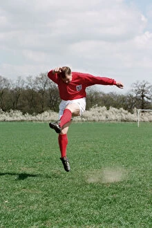 Images Dated 28th April 1996: Geoff Hurst plays a game of football with the original World Cup ball after it was