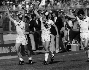 Geoff Pike, Paul Allen and Ray Stewart of West Ham celebrate their win over Arsenal in Geoff Pike, Paul Allen and Ray Stewart of West Ham celebrate their win over Arsenal in