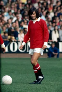 George Best in action for Manchester United during a league division one match gainst George Best in action for Manchester United during a league division one match gainst