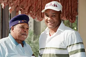Images Dated 24th September 1990: George Foreman pictured with Archie Moore. Tomorrow Foreman is fighting Terry Anderson at