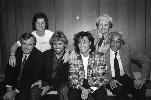 George Michael and Andrew Ridgeley of British pop group Wham George Michael and Andrew Ridgeley of British pop group Wham