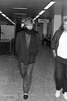 George Michael of British pop group Wham! pictured before they set off for their tour in George Michael of British pop group Wham! pictured before they set off for their tour in