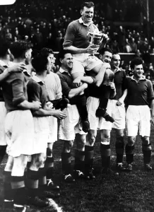 George Young Glasgow Rangers Captain is held aloft by team mates after winning the 1953 George Young Glasgow Rangers Captain is held aloft by team mates after winning the 1953