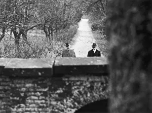 Former German Kaiser, Wilhelm Hohenzollern, walks in the garden of a small estate in Former German Kaiser, Wilhelm Hohenzollern, walks in the garden of a small estate in