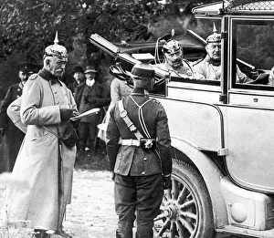 German Kaiser Wilhelm II seen here with General Moltke receiving a report from an officer German Kaiser Wilhelm II seen here with General Moltke receiving a report from an officer