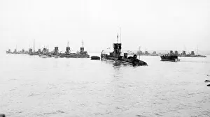 German submarines of the High Sea Fleet seen here at Harwich shortly after they German submarines of the High Sea Fleet seen here at Harwich shortly after they