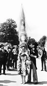 Gertrude Shilling in conical hat at Royal Ascot in June 1972