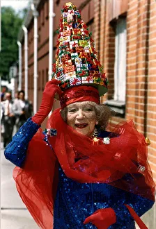 Gertrude Shilling wearing an outrageous hat at Ascot races June 1992 Gertrude Shilling wearing an outrageous hat at Ascot races June 1992
