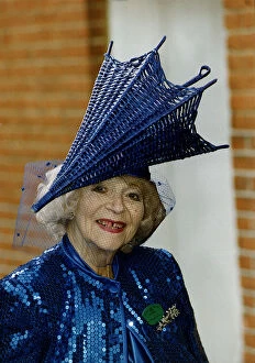 Gertrude Shilling wearing an outrageous hat at Ascot races June 1991