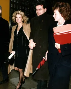Gillian Taylforth actress arriving at court with Geoffrey Knights where she was sueing Gillian Taylforth actress arriving at court with Geoffrey Knights where she was sueing