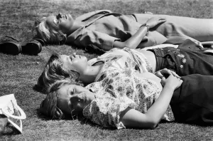 Three girls sunbathing in Birmingham during the summer heatwave of 1976 Three girls sunbathing in Birmingham during the summer heatwave of 1976