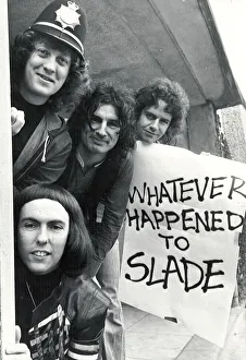 Glam Rock group. Slade L-R Noddy Holder, Dave Hill, Don Powell Glam Rock group. Slade L-R Noddy Holder, Dave Hill, Don Powell