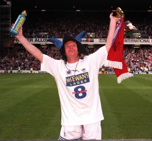 Glasgow Rangers footballer Paul Gascoigne wearing a jesters hat Glasgow Rangers footballer Paul Gascoigne wearing a jesters hat