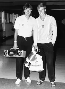 Glenn Hoddle left and Kerry Dixon arrive back home at Heathrow Airport with the England Glenn Hoddle left and Kerry Dixon arrive back home at Heathrow Airport with the England