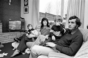 Images Dated 19th January 1975: Gloucester prop Mike Burton with wife Pat and children. January 1975 75-00341