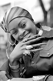 Goldean White wife of Pop star Barry White seen here displaying her long finger nails Goldean White wife of Pop star Barry White seen here displaying her long finger nails
