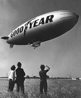 The Goodyear Europa airship arrives at Sunderland Airport for a week long visit to