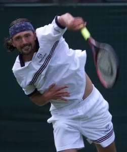 Goran Ivanisevic on centre court in his first round mens single' Goran Ivanisevic on centre court in his first round mens single'