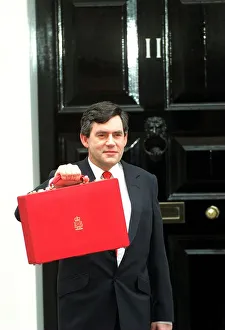 Gordon Brown on Budget day March 1998 poses as he leaves his official residence Gordon Brown on Budget day March 1998 poses as he leaves his official residence