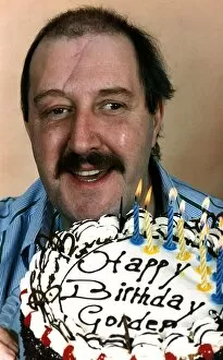 Images Dated 9th April 1990: Gordon Kaye Actor star of tv series Allo Allo celebrating his birthday dbase