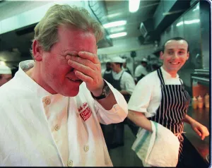 Gordon Ramsay's restaurant February 1999 Daily Record reporter Bob Shields in Gordon Ramsay's restaurant February 1999 Daily Record reporter Bob Shields in