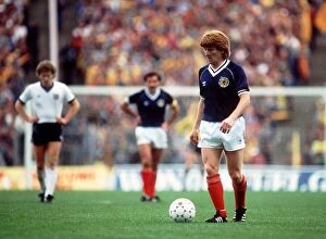 Gordon Strachan in action for Scotland against England at Hampden Park May 1984