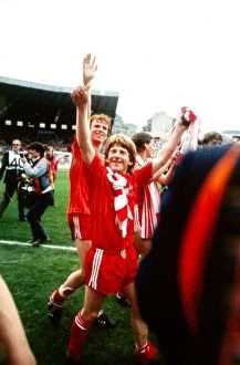 Gordon Strachan celebrating after Aberdeen win Scottish cup May 1984